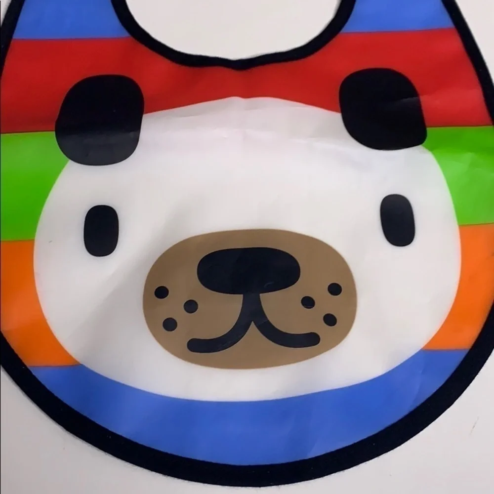 Panda Bear Rainbow Easy clean Wipe-able baby bib